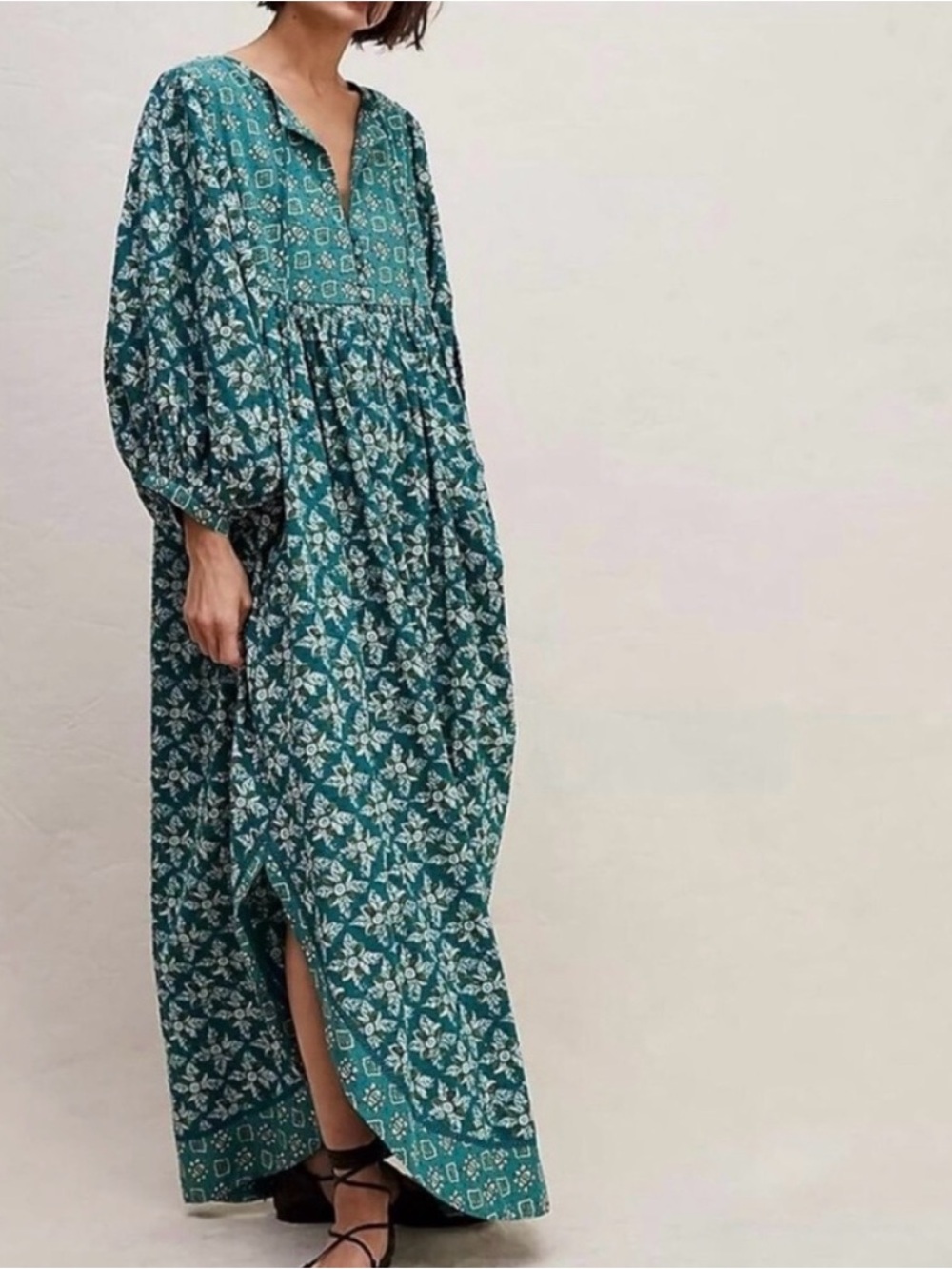 FREE PEOPLE HAZY MAISY FLORAL MAXI DRESS FOREST COMBO SIZE MEDIUM BOHO